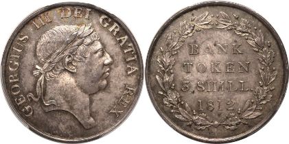 1812 Silver 3 Shillings PCGS MS64