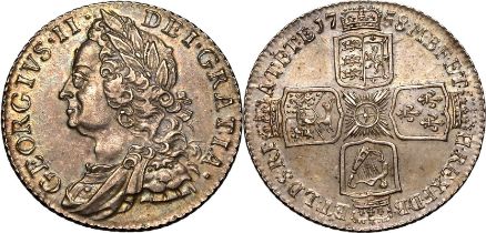 1758 Silver Shilling Plain Angles Good very fine