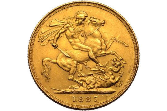 1887 Gold Sovereign Angled J About mint state - Image 3 of 3