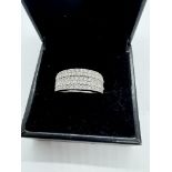 STUNNING 14K WHITE 5 ROW DIAMOND RING APPROX. 1.50CT G/H SI I AND APPROX. SIZE K 1/2 APPROX. 5.67g