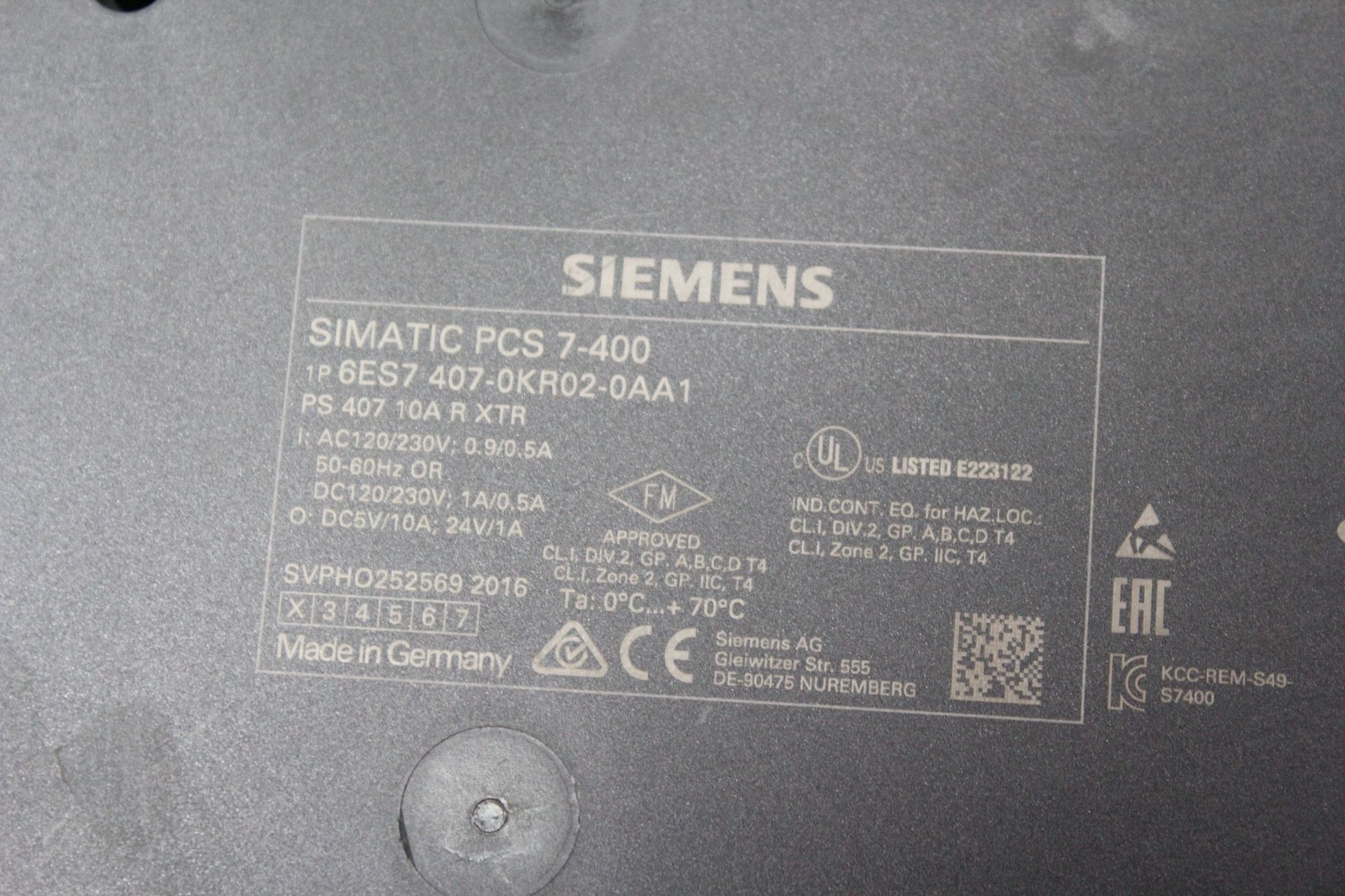 SIEMENS SIMATIC PCS 7-400 POWER SUPPLY - Image 4 of 5