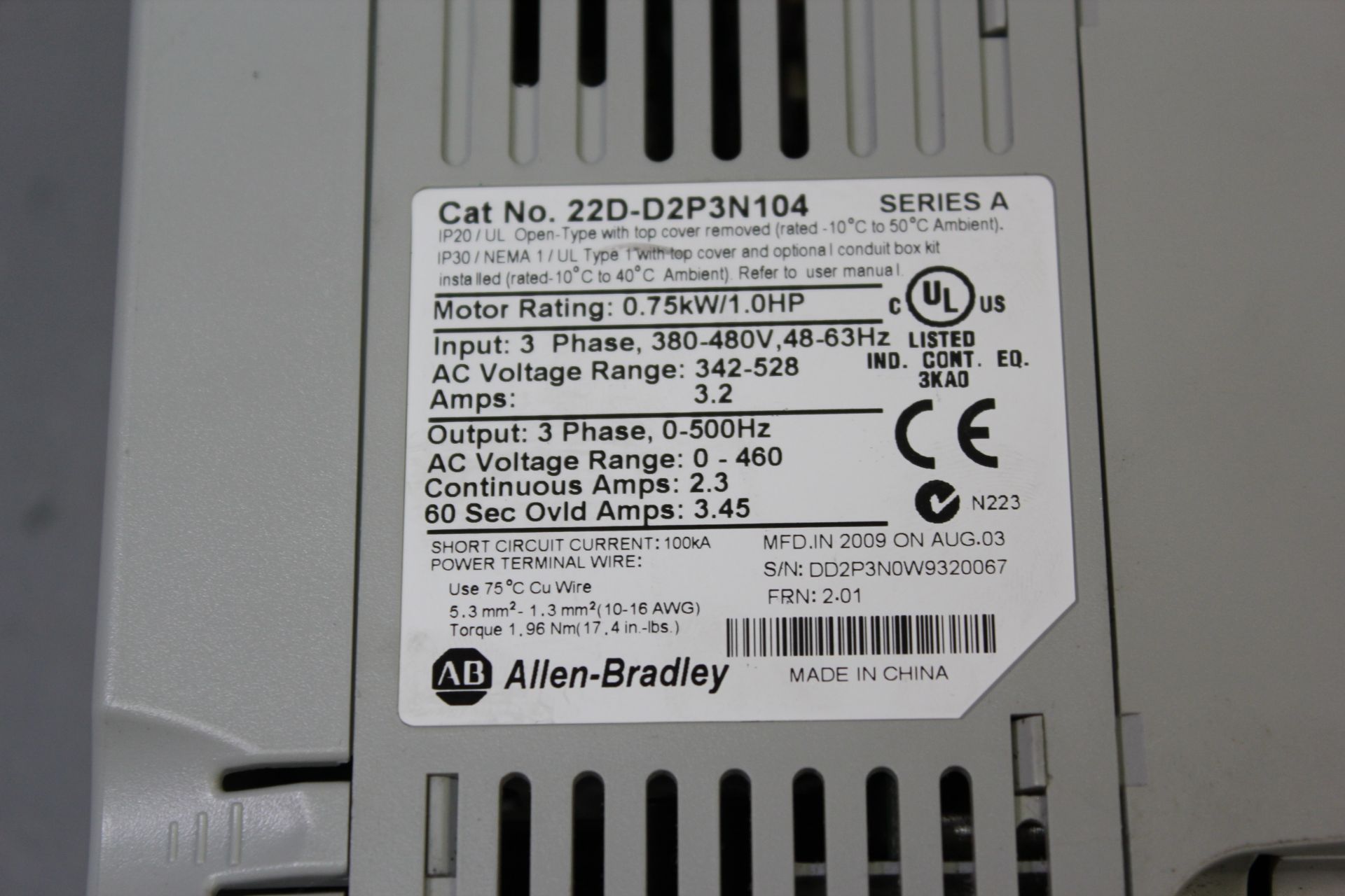 ALLEN BRADLEY POWERFLEX 40P AC DRIVE 1HP - Image 3 of 3