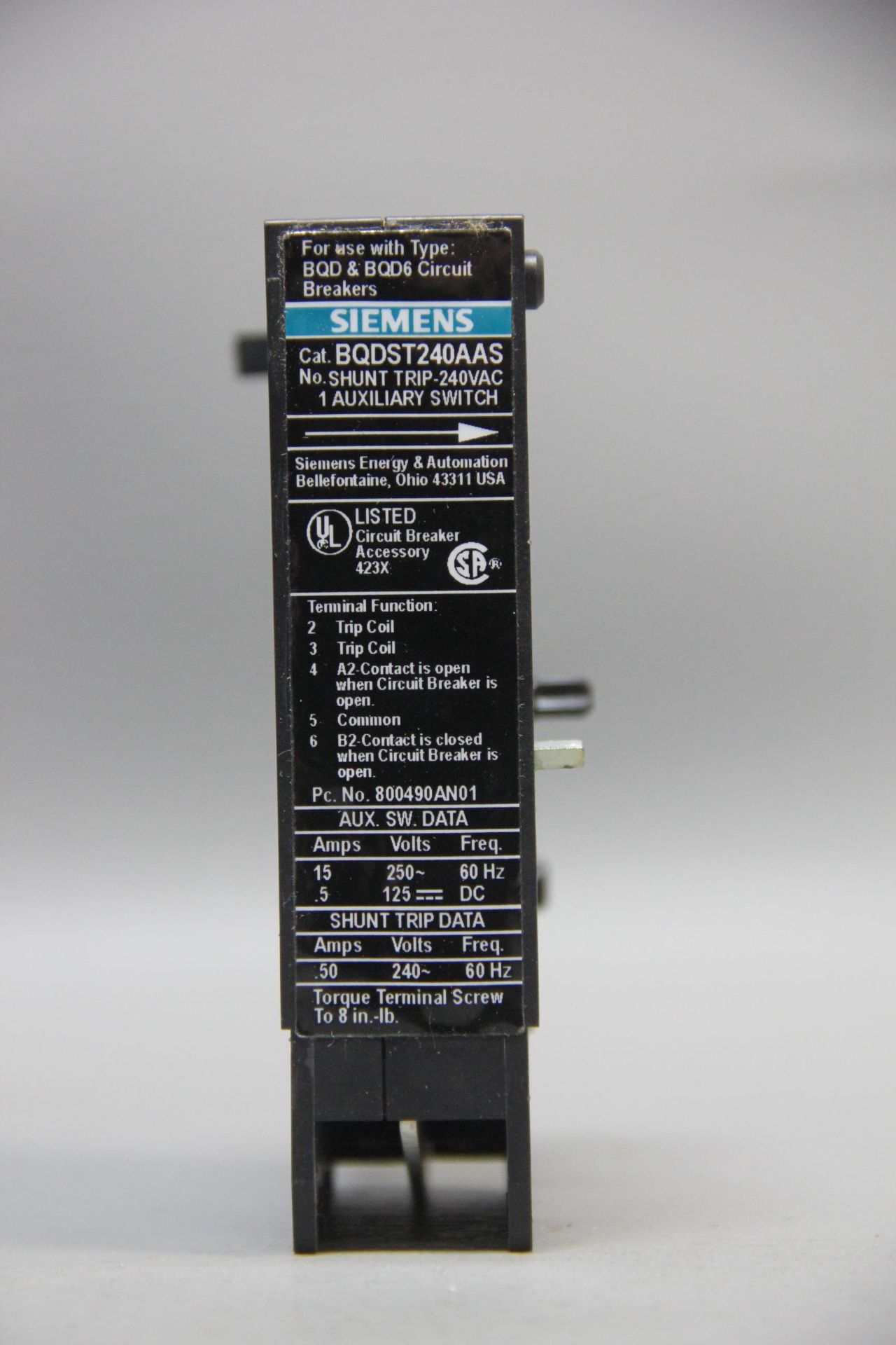 SIEMENS CIRCUIT BREAKER SHUNT TRIP UNIT - Image 4 of 4