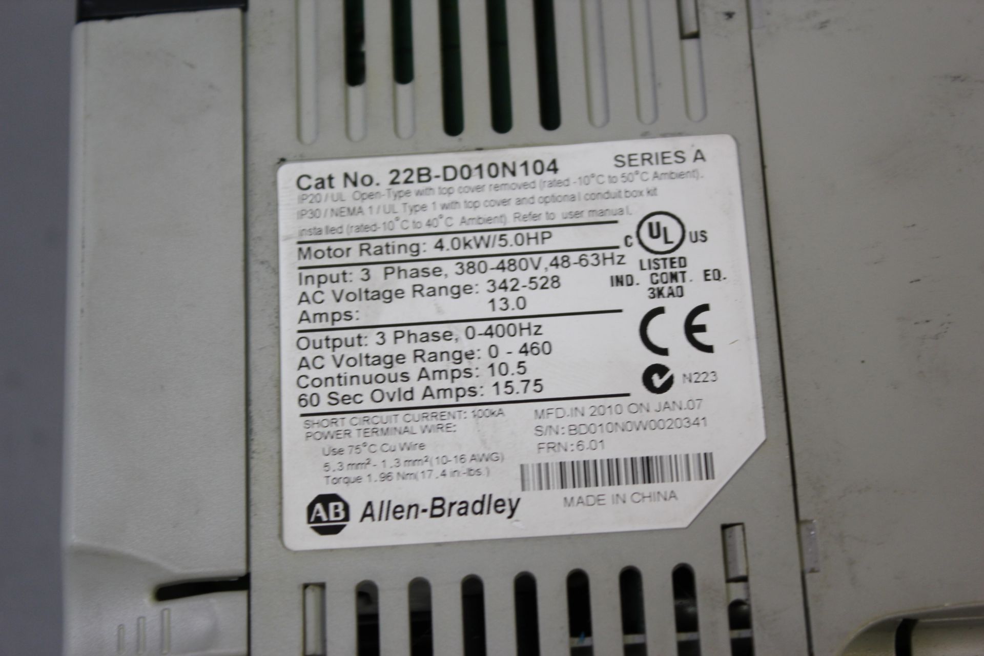 ALLEN BRADLEY POWERFLEX 40 AC DRIVE 5HP - Image 3 of 3