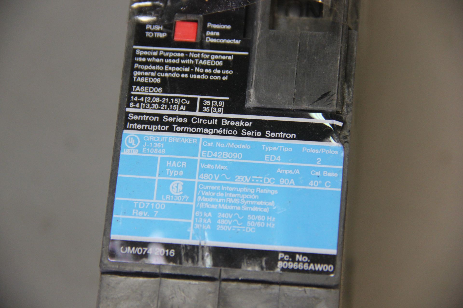 LOT OF 5 SIEMENS SENTRON SERIES 90A CIRCUIT BREAKERS - Image 5 of 6