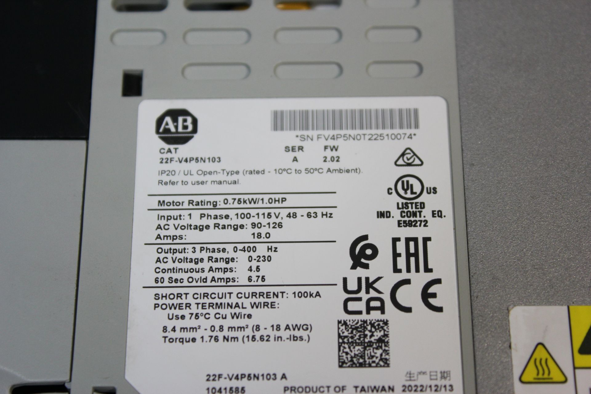 ALLEN BRADLEY POWERFLEX 4M 1HP AC DRIVE - Image 3 of 3