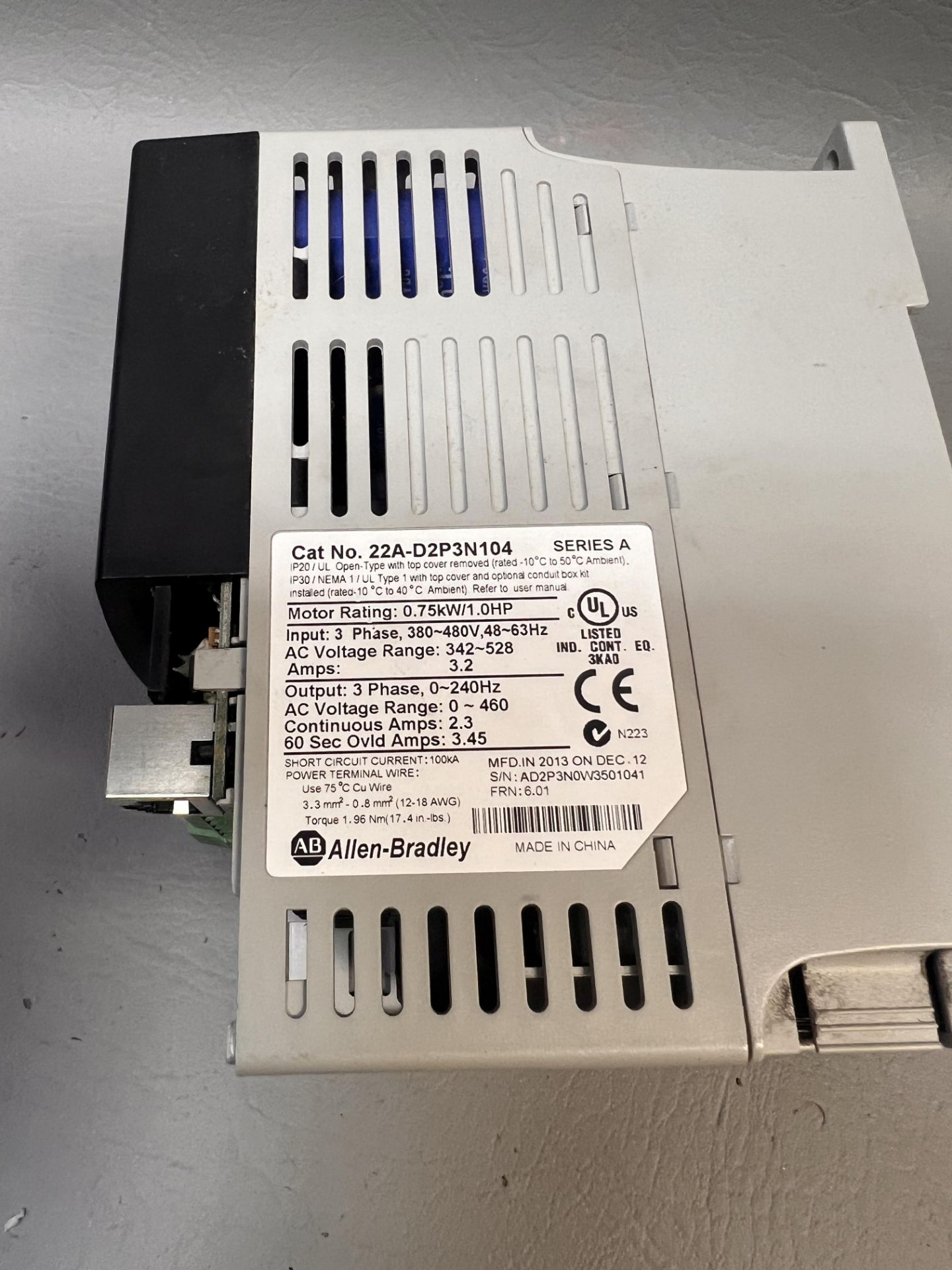 ALLEN BRADLEY POWERFLEX 4 AC DRIVE 1HP - Image 2 of 2