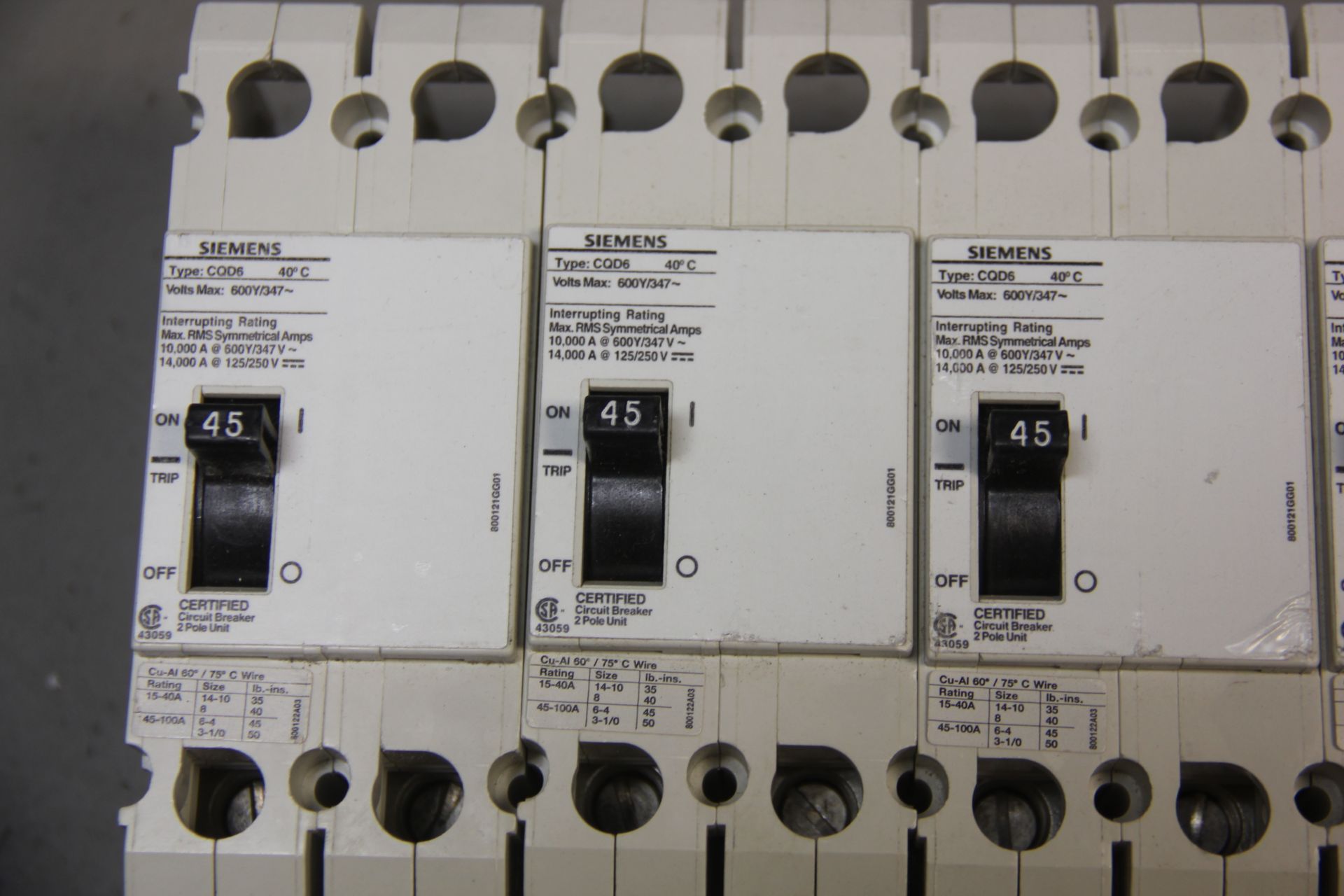 LOT OF 5 SIEMENS 45A CIRCUIT BREAKERS - Image 4 of 5