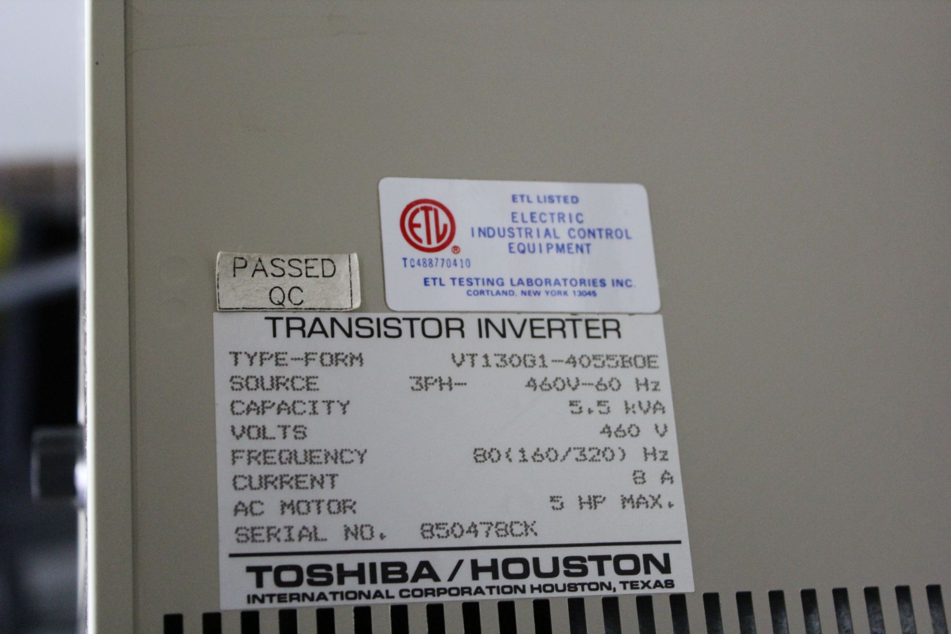 TOSHIBA ESP-130 5HP TRANSISTOR INVERTER - Image 5 of 5