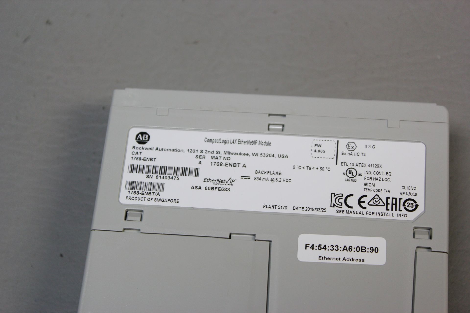 ALLEN BRADLEY COMPACTLOGIX PLC ETHERNET/IP PLC MODULE - Image 4 of 4