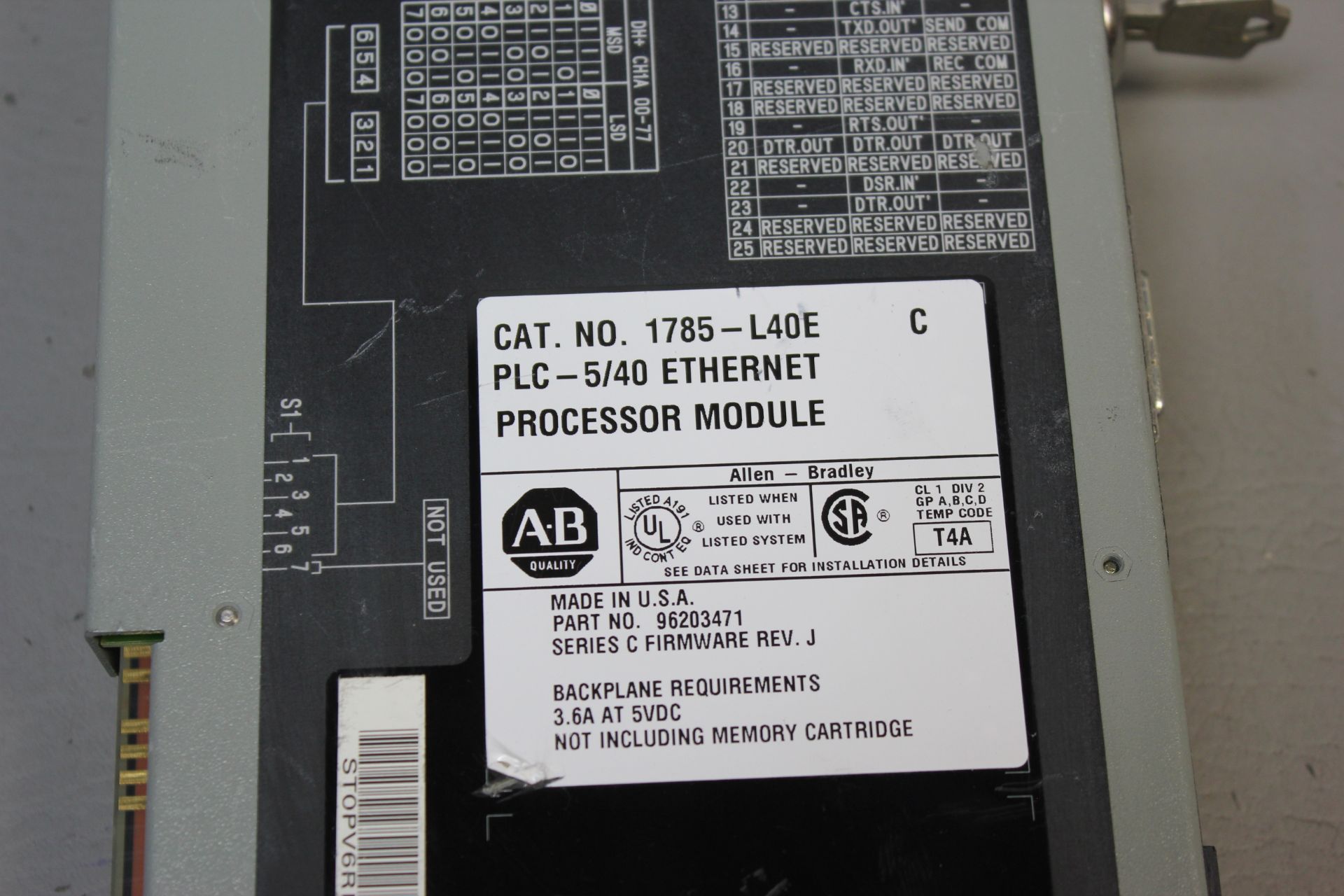 ALLEN BRADLEY PLC-5/40E PLC CPU PROCESSOR - Image 3 of 3