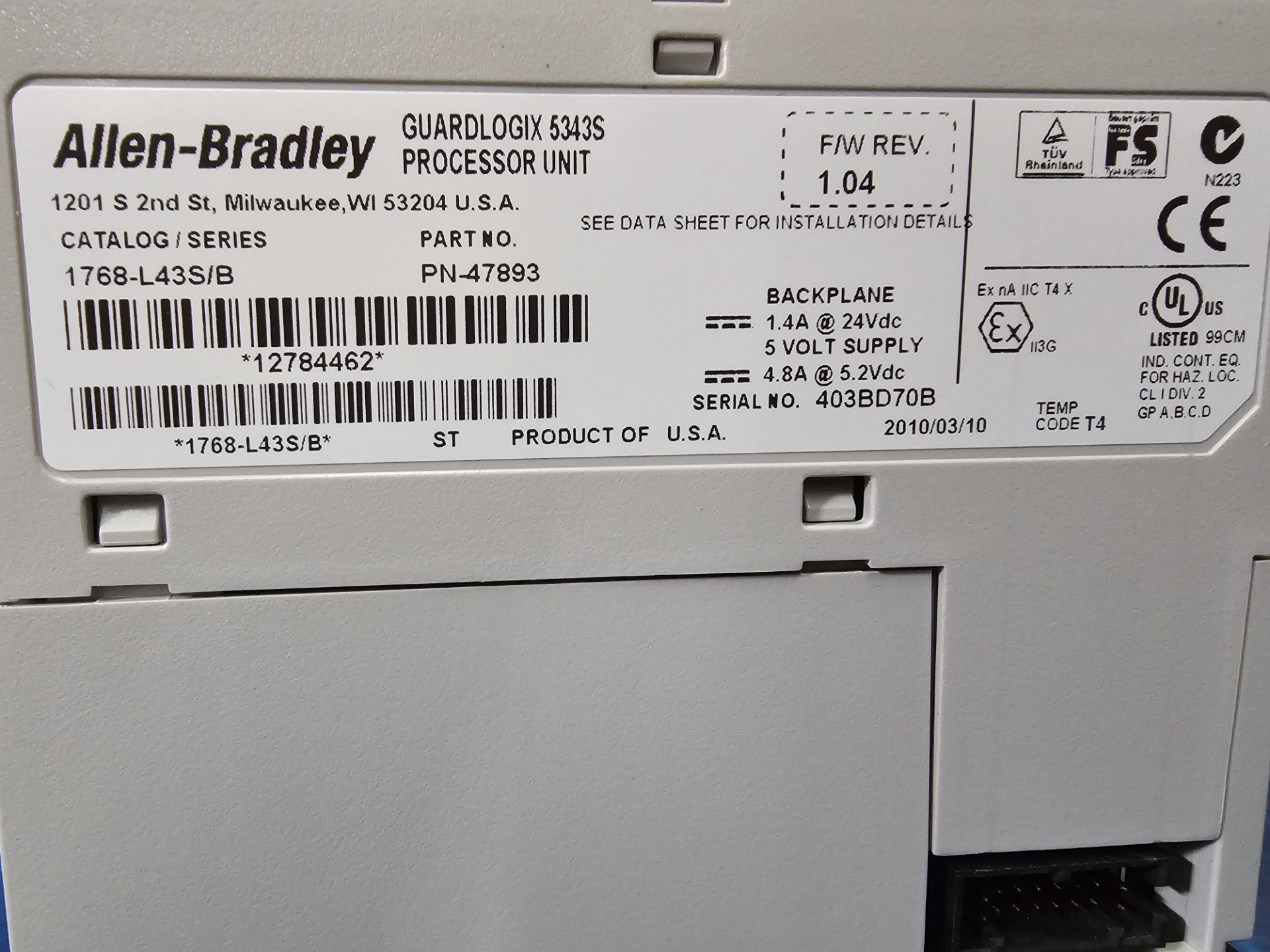 ALLEN BRADLEY COMPACT GUARDLOGIX SAFETY CPU - Image 7 of 7