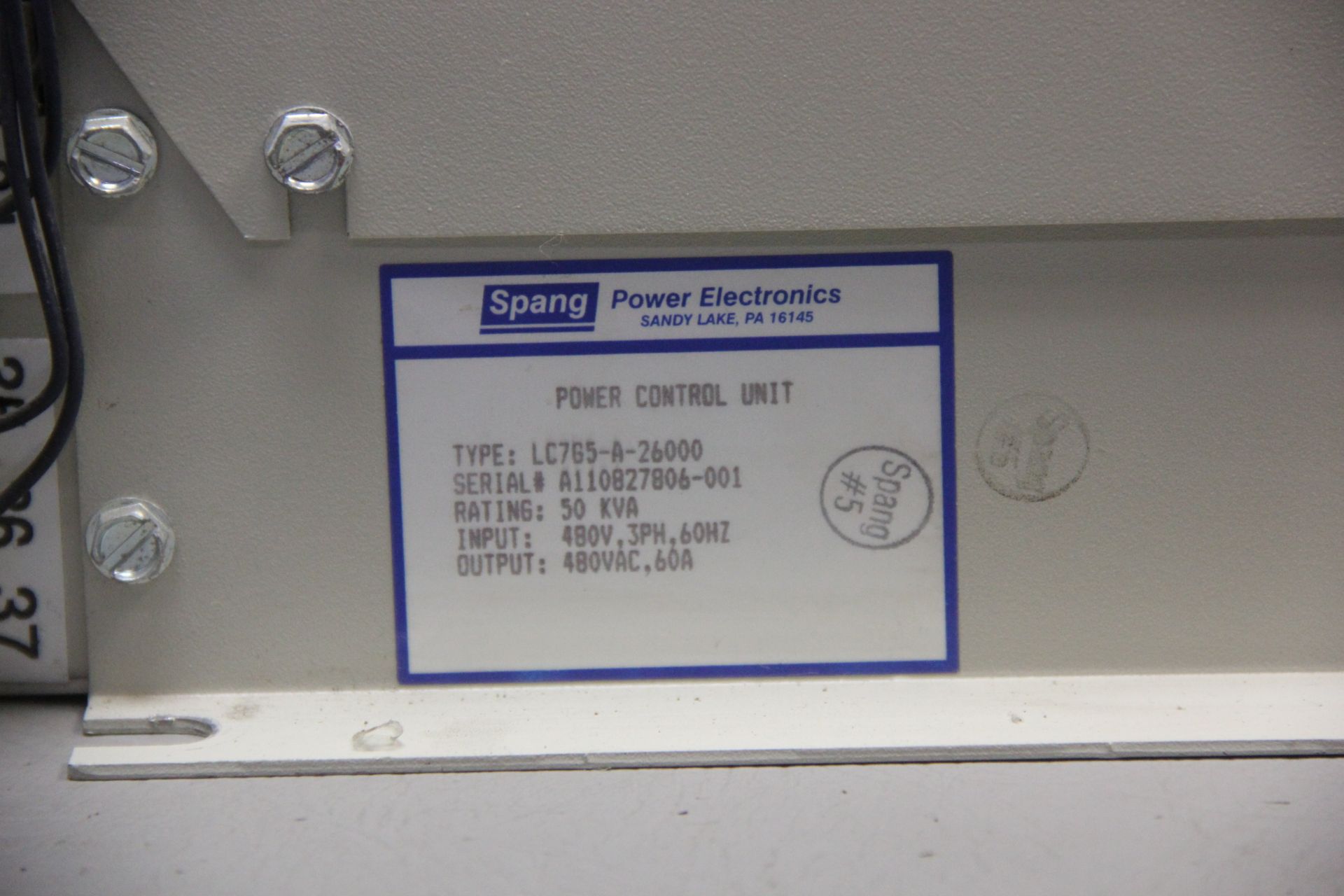 SPANG POWER CONTROL UNIT - Image 7 of 7