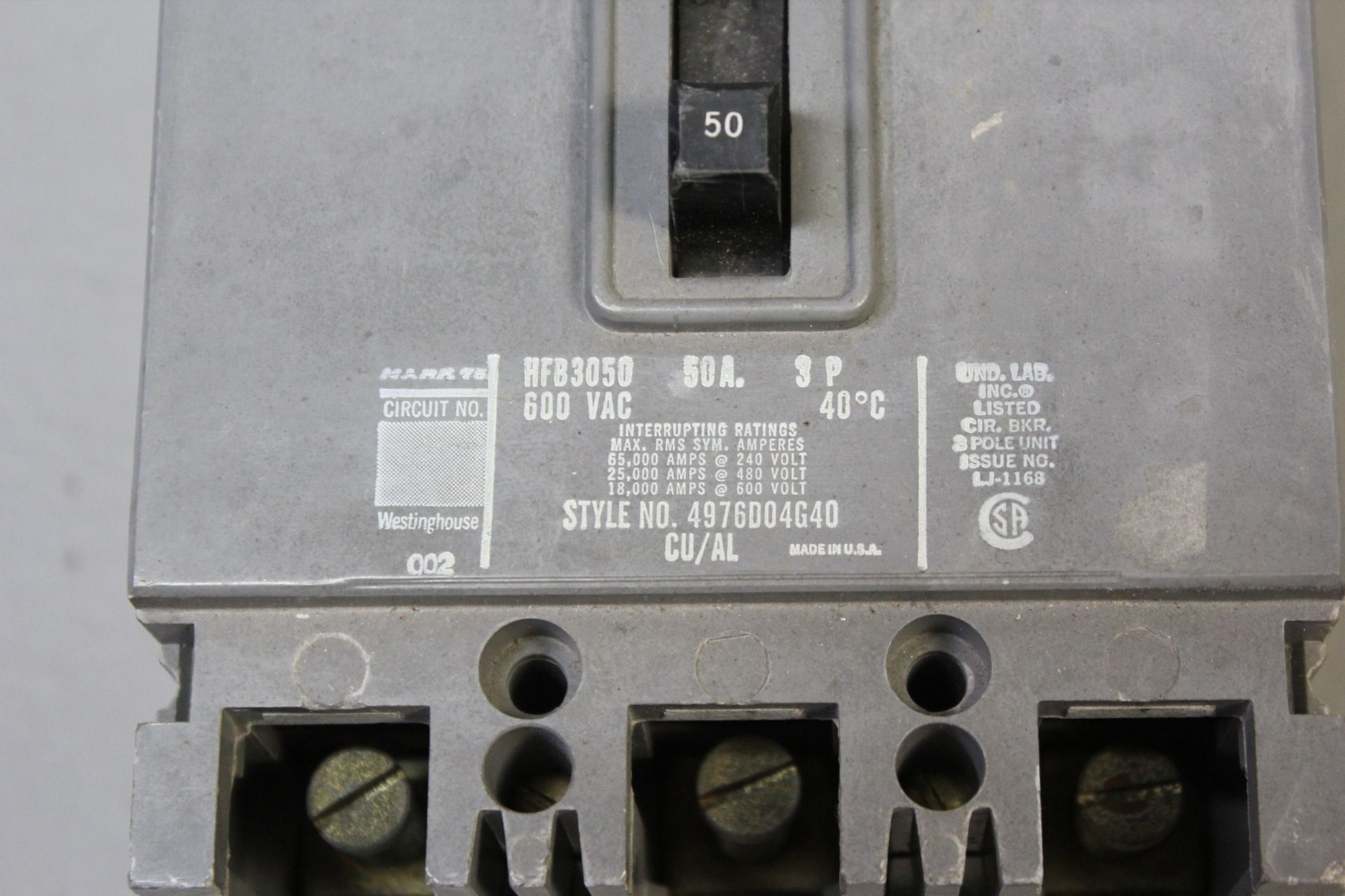 WESTINGHOUSE 50A CIRCUIT BREAKER - Image 5 of 5