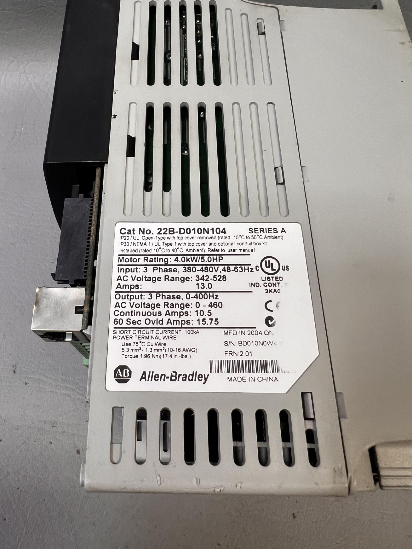 ALLEN BRADLEY POWERFLEX 40 AC DRIVE 5HP - Image 3 of 3