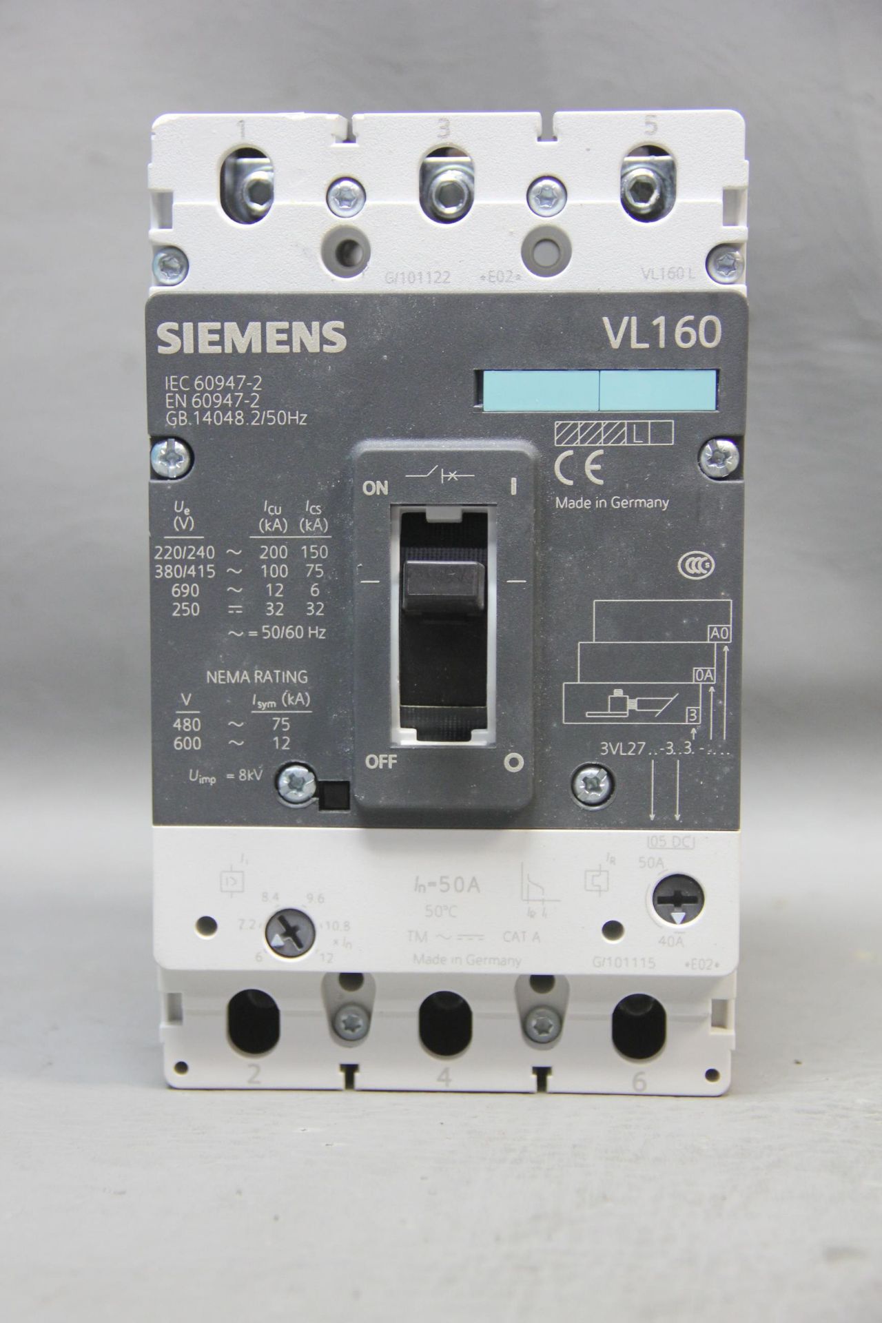 UNUSED SIEMENS VL160 CIRCUIT BREAKER WITH TRIP UNIT - Image 3 of 8