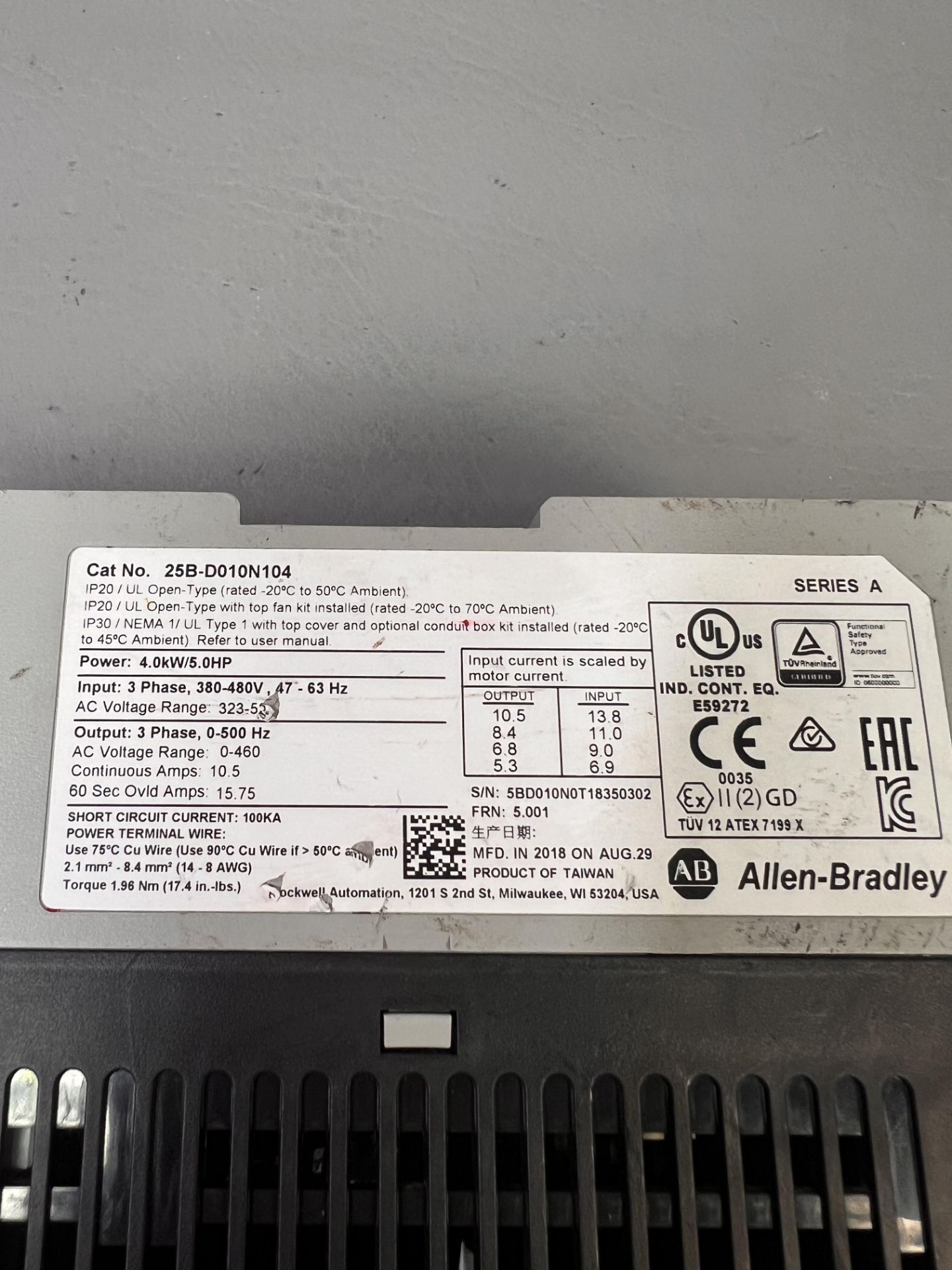 ALLEN BRADLEY POWERFLEX 525 AC DRIVE 5HP - Image 3 of 3