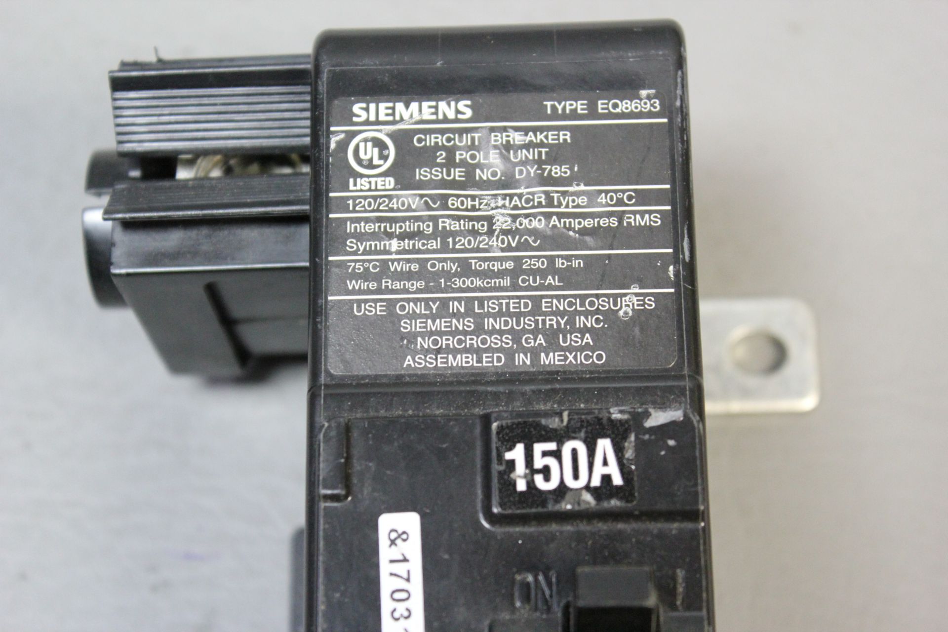 UNUSED SIEMENS 150A CIRCUIT BREAKER - Image 6 of 6