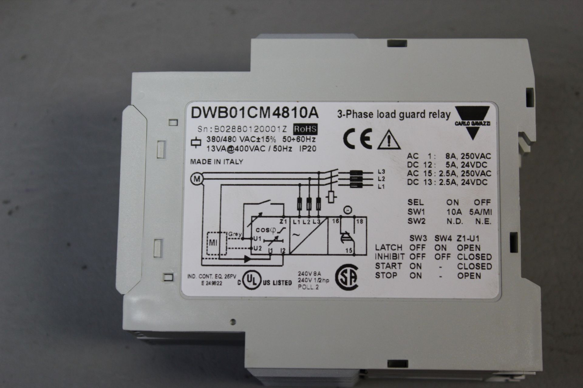 NEW CARLO GAVAZZI 3-PHASE LOAD GUARD RELAY - Image 4 of 4
