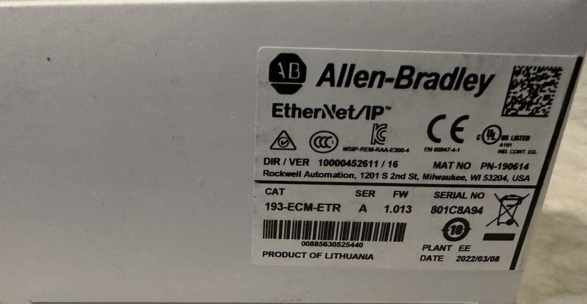 NEW ALLEN BRADLEY E300 ETHERNET/IP COMMUNICATION MODULE - Image 2 of 2