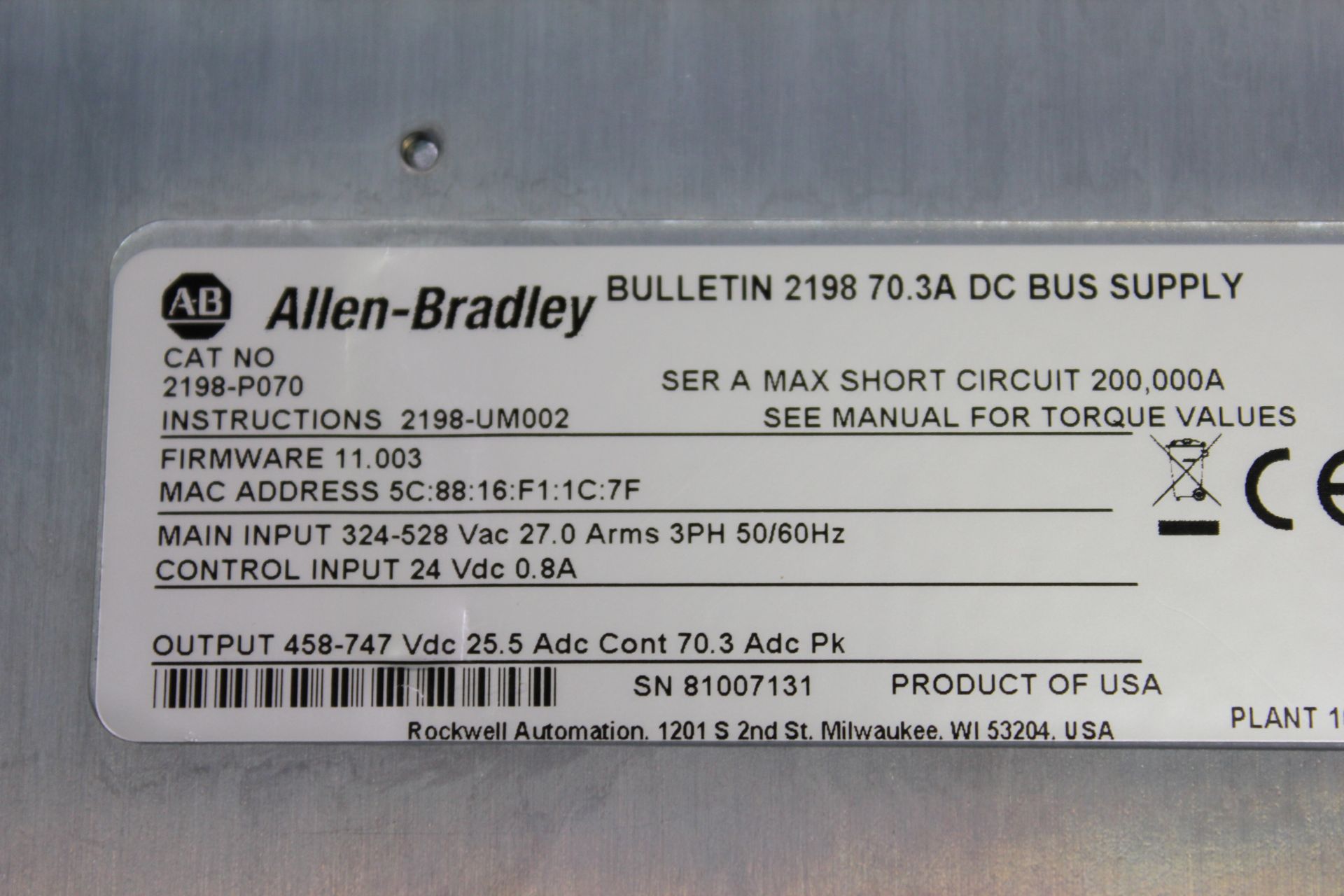 ALLEN BRADLEY KINETIX 5700 DC BUS POWER SUPPLY - Image 5 of 5