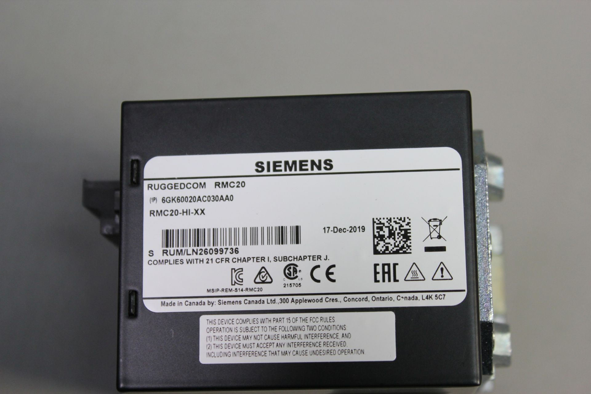 UNUSED SIEMENS RUGGEDCOM MODULE - Image 3 of 3