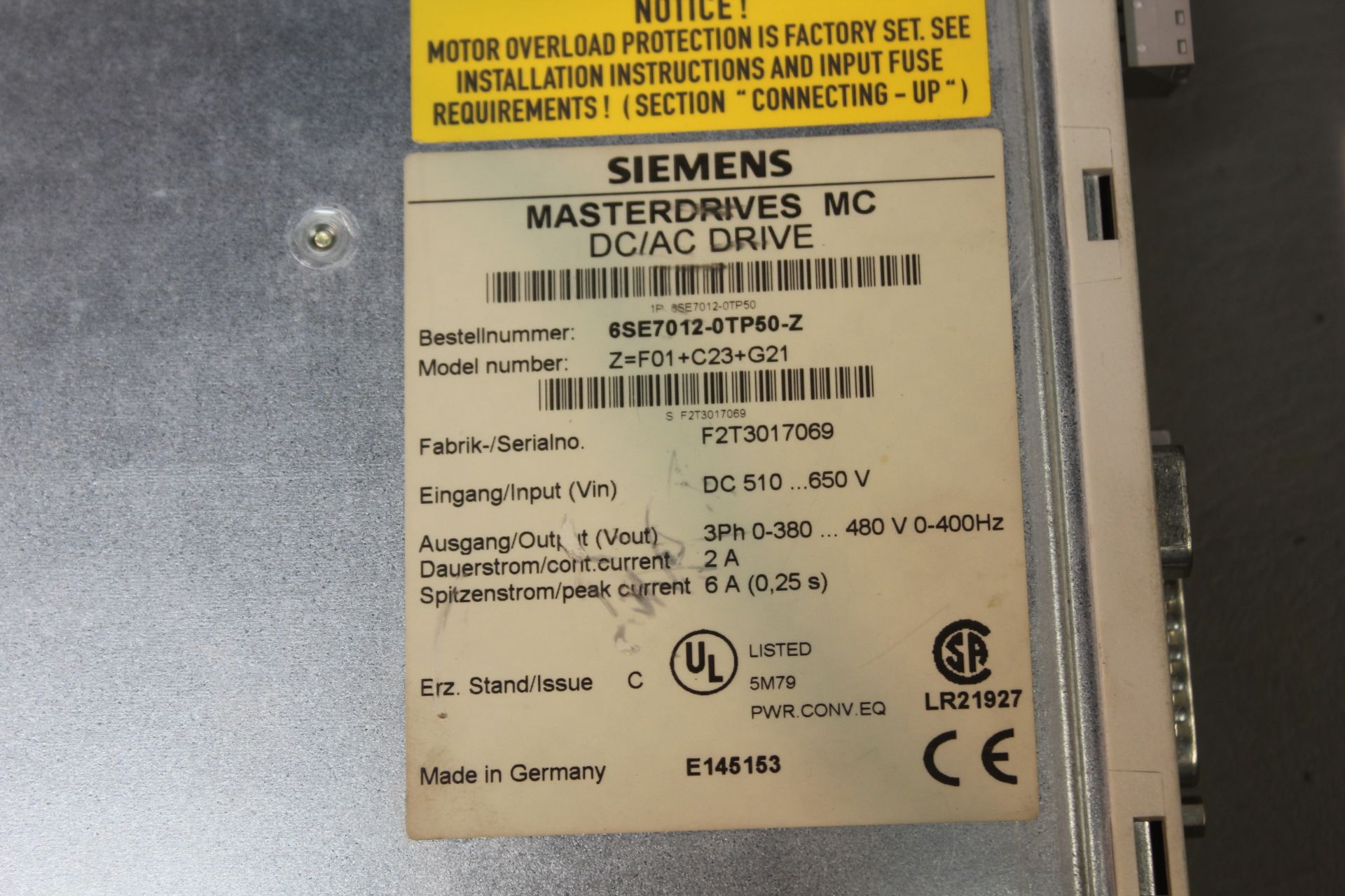 SIEMENS MASTERDRIVES DC/AC DRIVE - Image 6 of 6