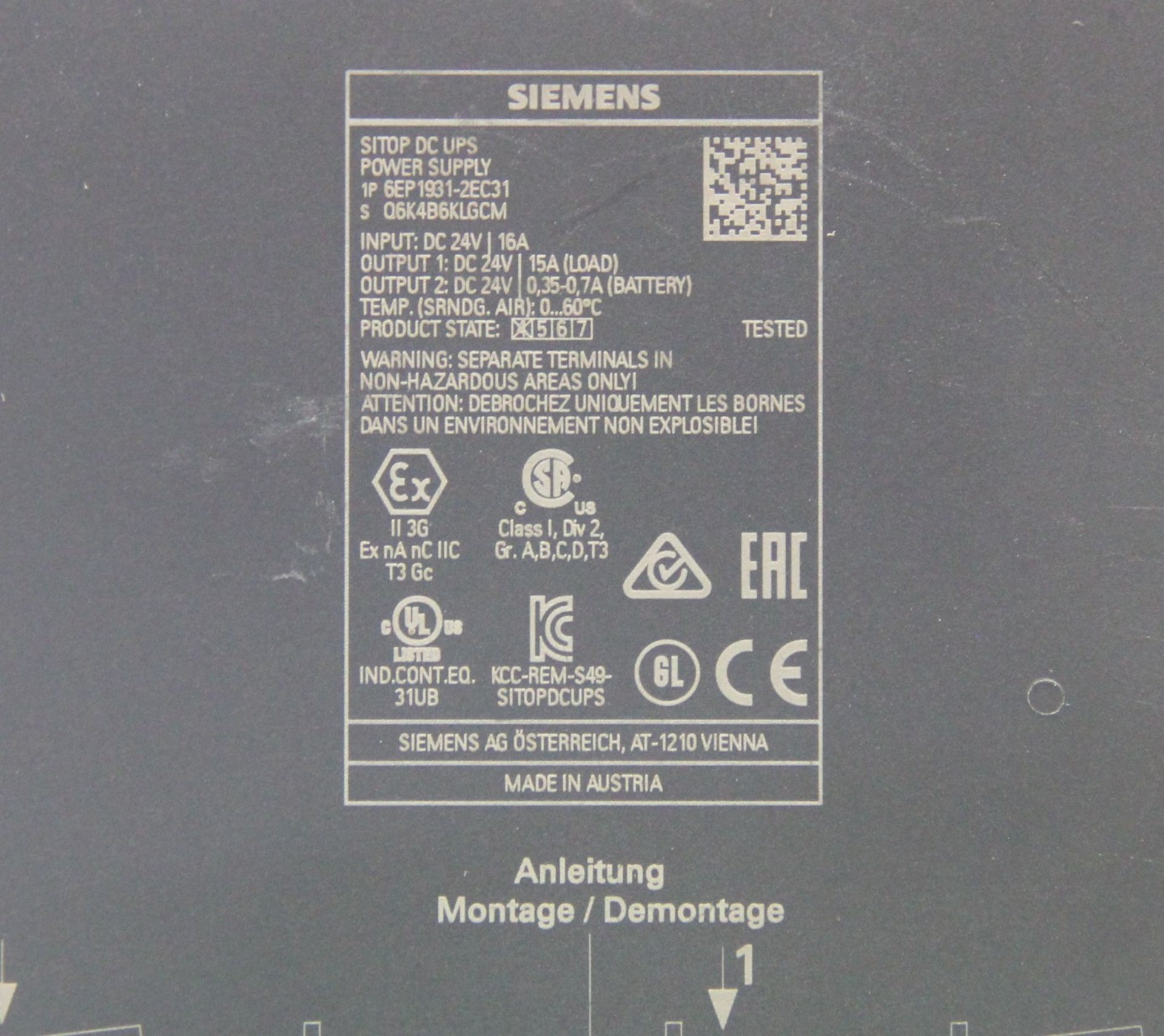 SIEMENS SITOP DC UPS POWER SUPPLY - Image 3 of 3