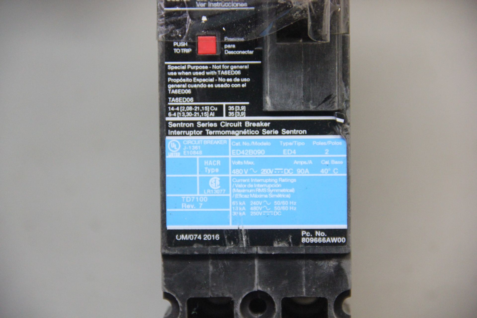 LOT OF 5 SIEMENS SENTRON SERIES 90A CIRCUIT BREAKERS - Image 4 of 6