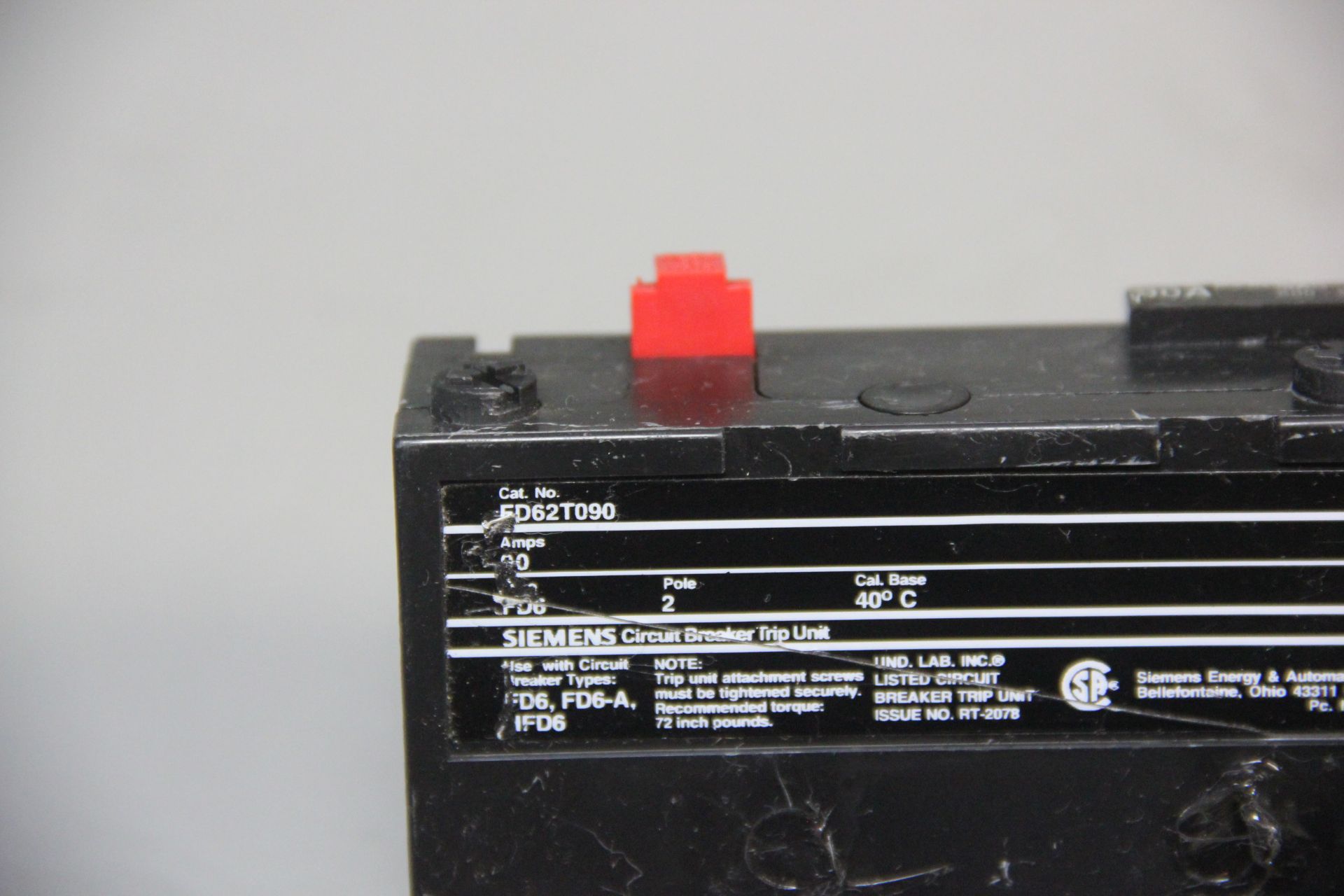 SIEMENS 90A CIRCUIT BREAKER TRIP UNIT - Image 3 of 3