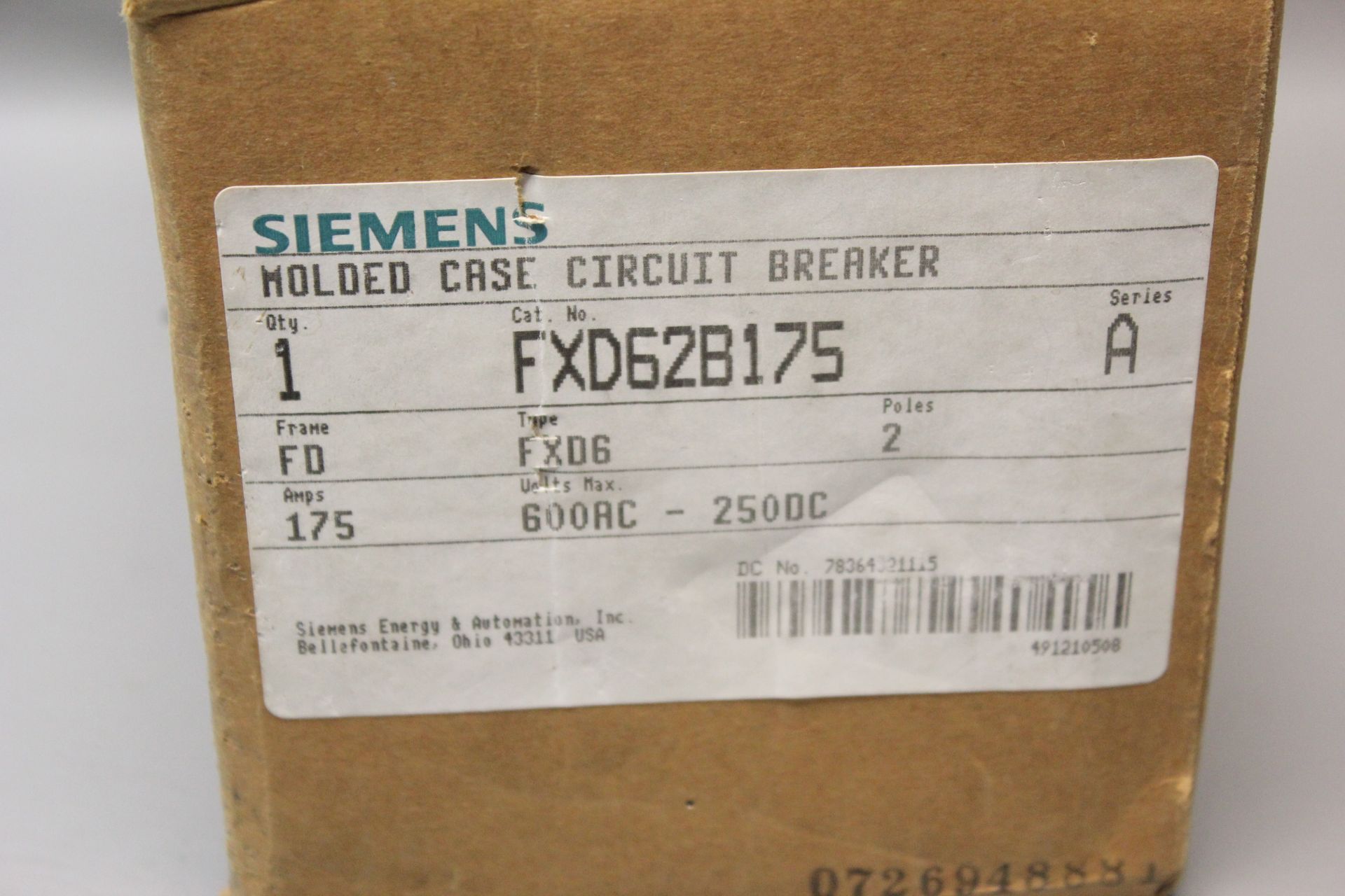 NEW SIEMENS 175A MOLDED CASE CIRCUIT BREAKER - Image 2 of 4