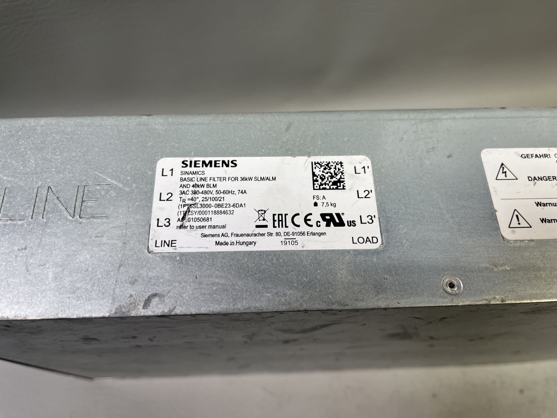 SIEMENS SINAMICS BASIC LINE FILTER 36KW - Image 3 of 6