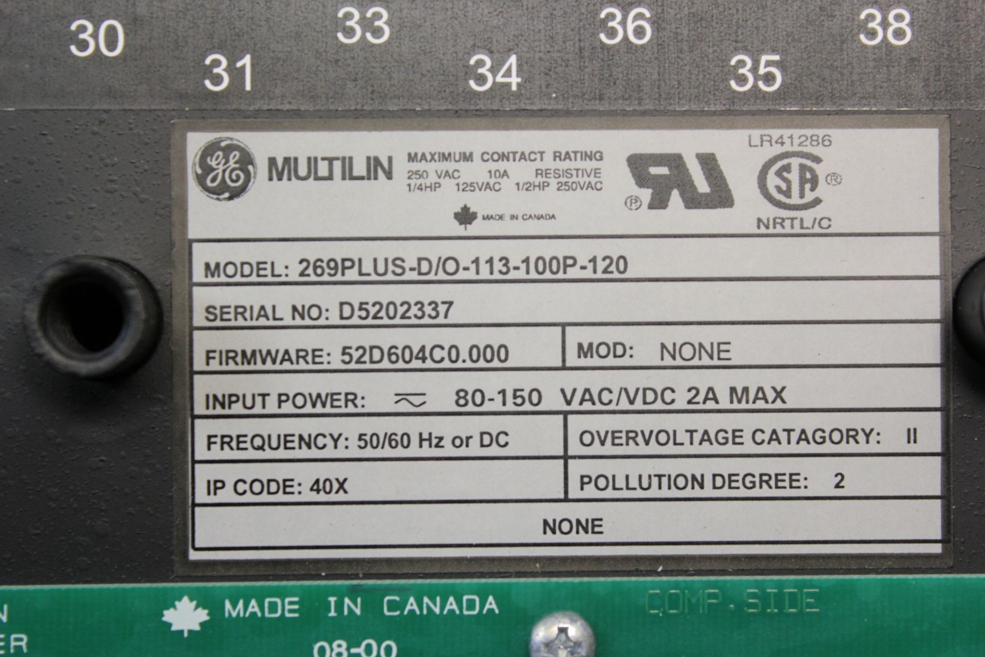 NEW MULTILIN 269 PLUS MOTOR MANAGEMENT RELAY - Image 5 of 6