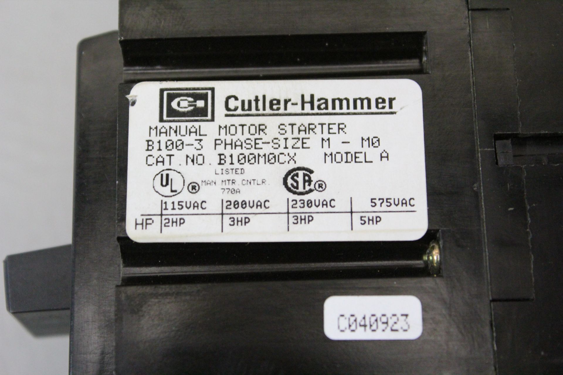 UNUSED CUTLER HAMMER MANUAL MOTOR STARTER - Image 2 of 3