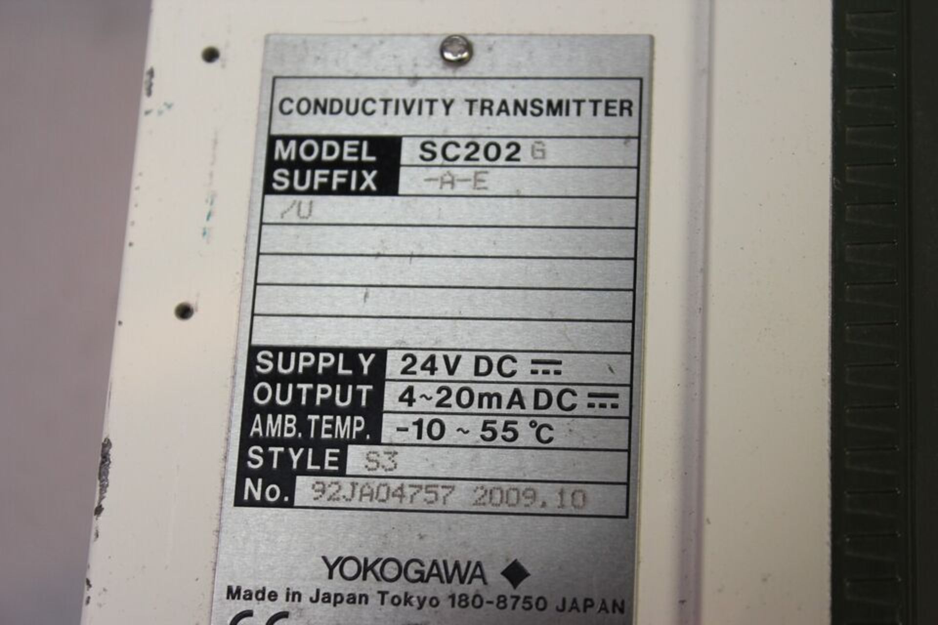 YOKOGAWA EXA SC202 CONDUCTIVITY TRANSMITTER/ANALYZER - Image 3 of 8