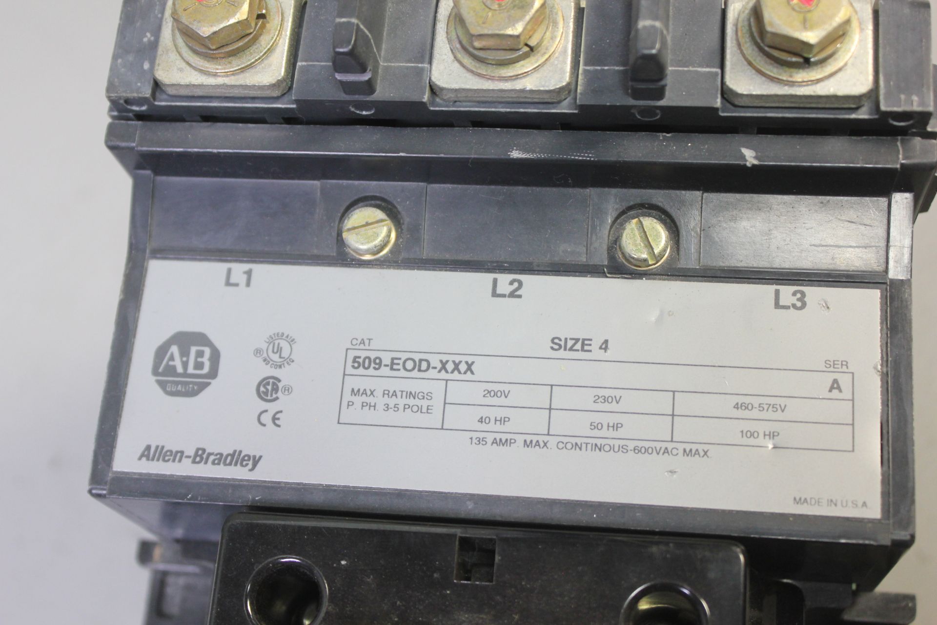 ALLEN BRADLEY SIZE 4 STARTER WITH OVERLOAD RELAY - Image 4 of 7