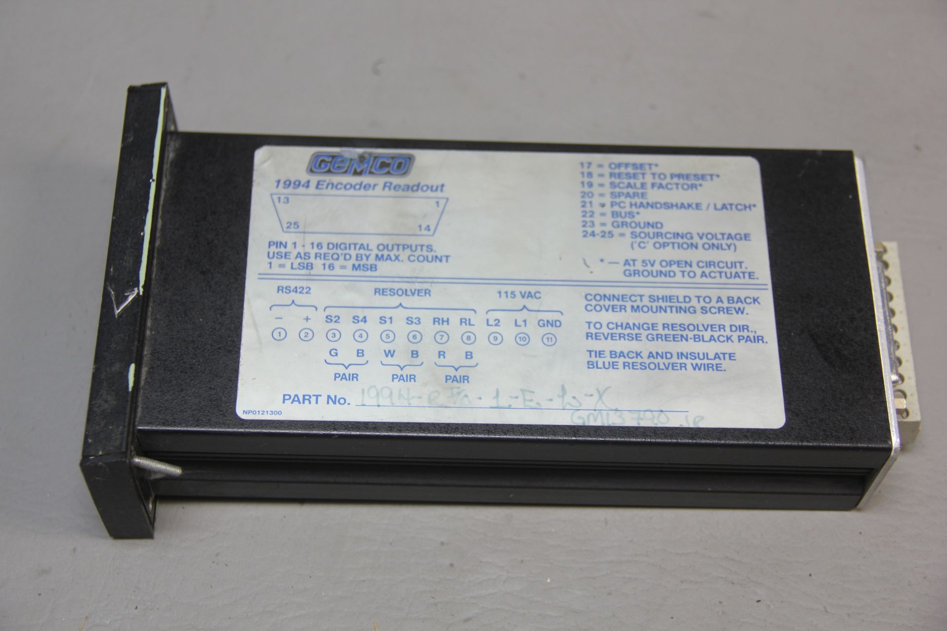 GEMCO 1994 ENCODER READOUT - Image 2 of 3