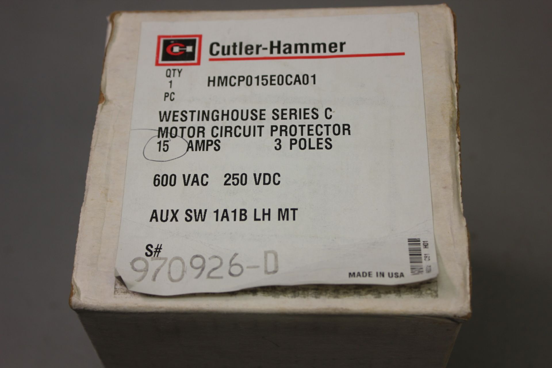 NEW CUTLER HAMMER 15A MOTOR CIRCUIT PROTECTOR - Image 2 of 6