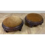 A pair of Victorian small circular mahogany foot stools