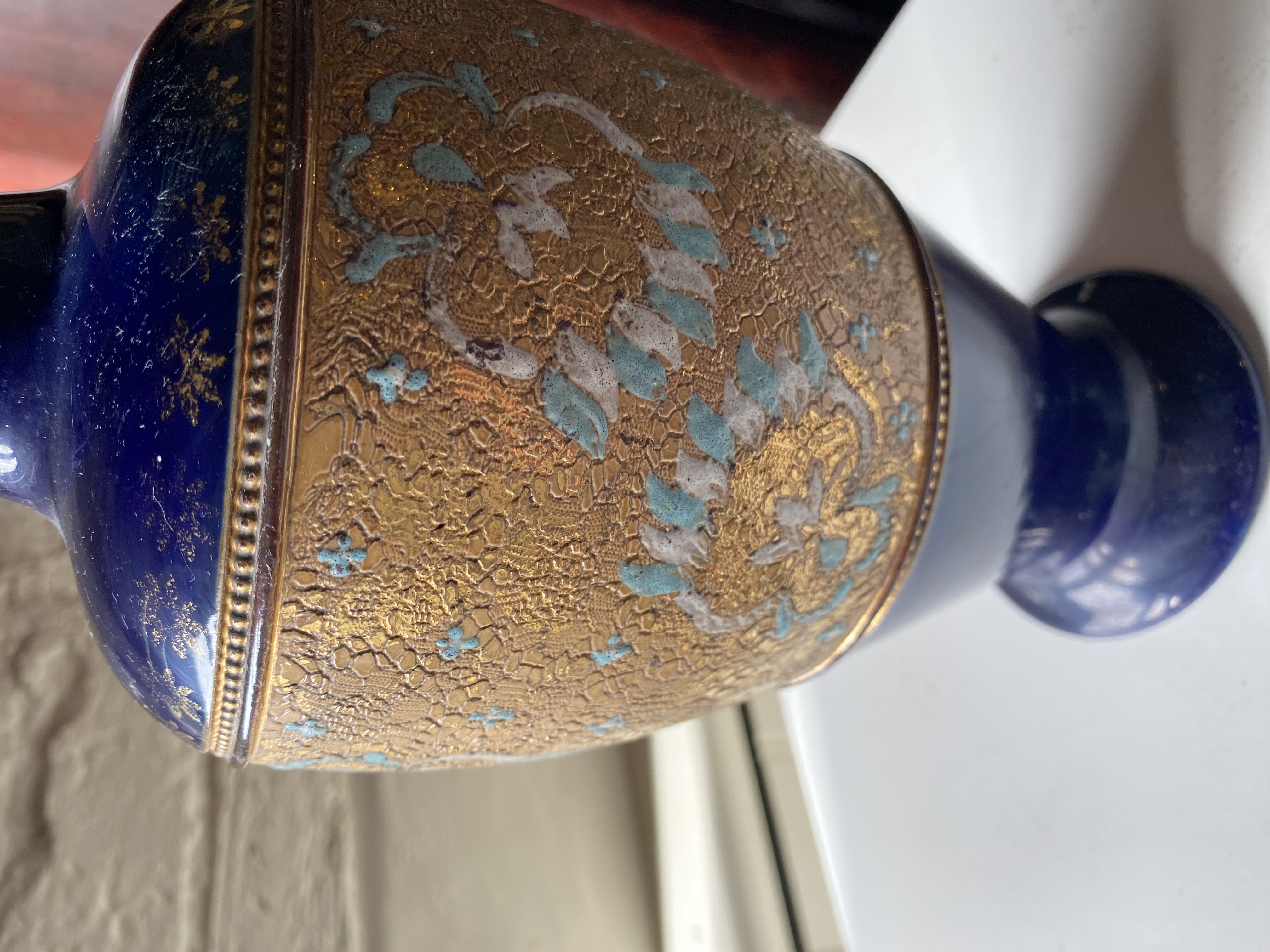 A late 19th century Cantonese tea pot, a pair of blue and white jars and covers, a Doulton vase, a t - Image 54 of 56