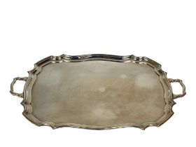 A large Georgian style silver twin handled tray, Martin, Hall & Co., Sheffield, 1931