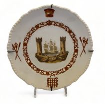 A 19th century Cork City white porcelain plate painted with the Cork Corporation Arms