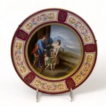 A fine late 19th century Vienna polychrome painted and gilt cabinet plate