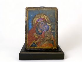 A 19th century icon of the Virgin and Child on gessoed panel