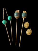 Two pairs of 19th century hat / stickpins