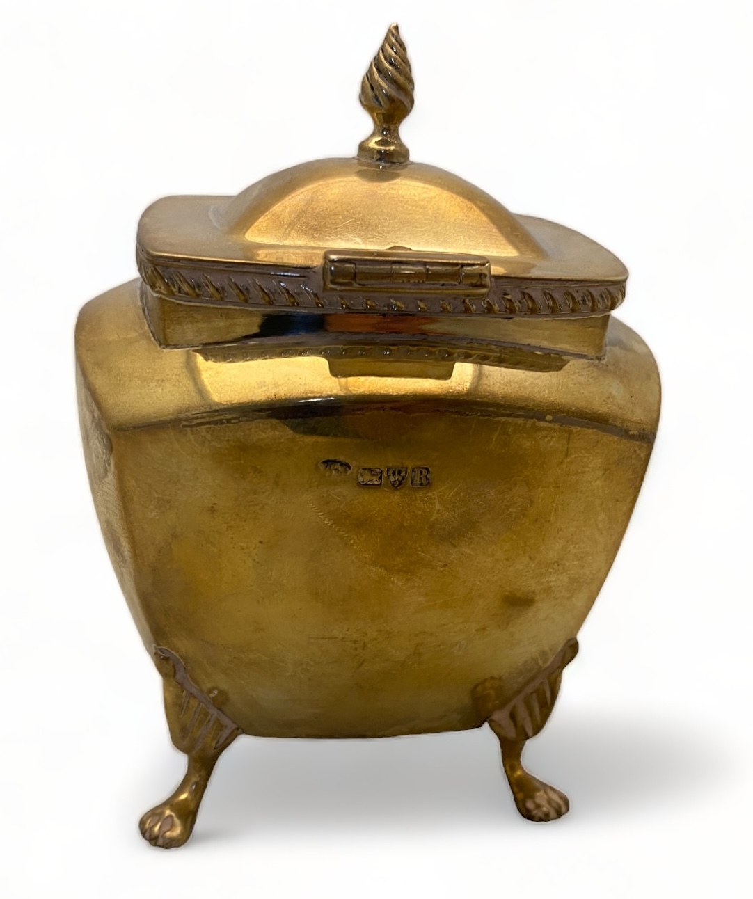 A silver Georgian style tea caddy, William Aitken, Chester, 1900 - Image 3 of 8