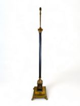 An Empire style patinated bronze, siena marble and gilt brass adjustable standard lamp