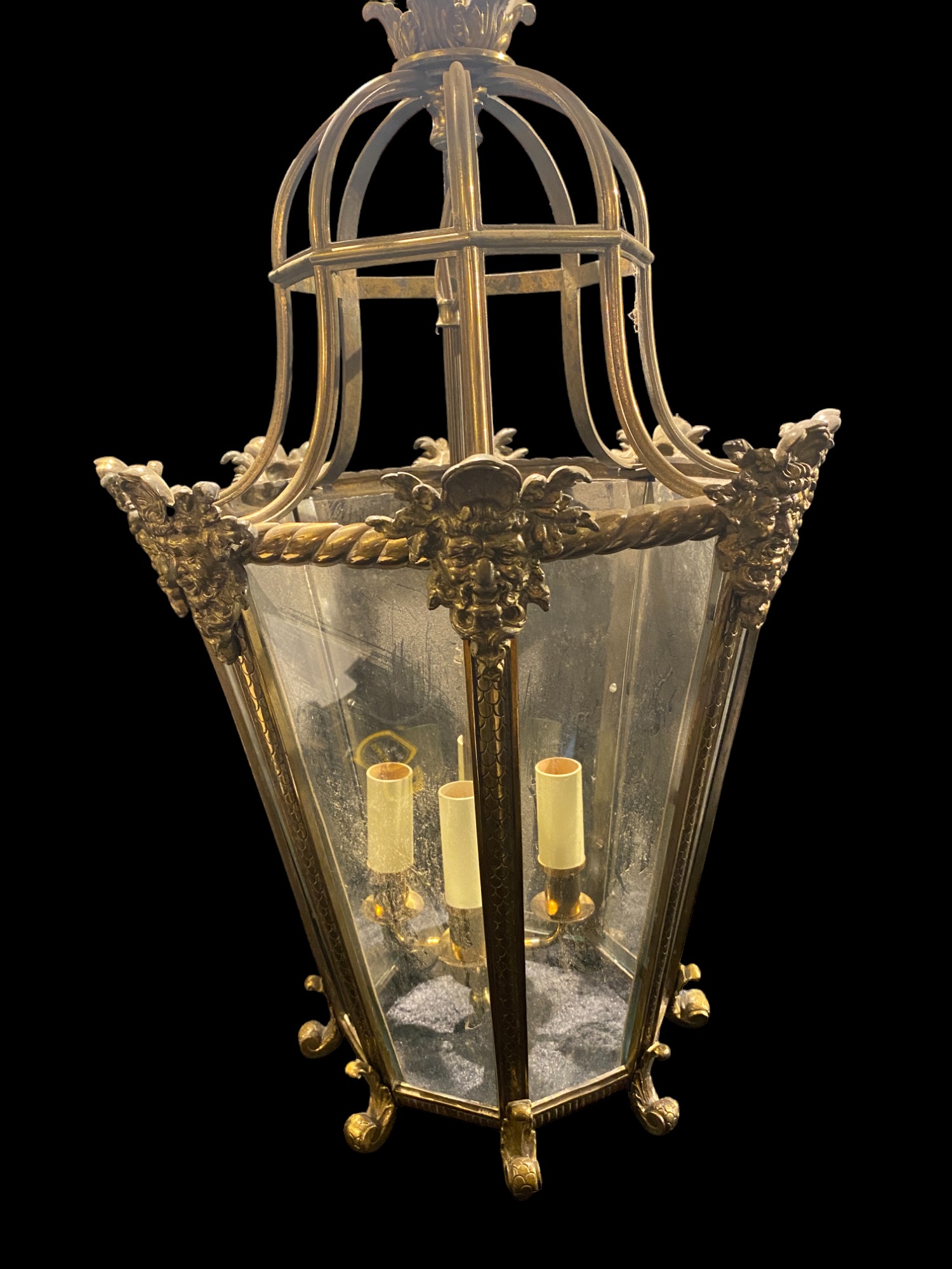 A late 19th century Louis XIV style gilt bronze hall lantern