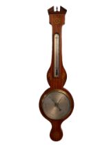 A George III mahogany and sycamore marquetry barometer by Jn. Somalvico of 22 Kirby St, Hatton Garde