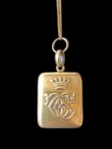 Noble provenance: A 19th century rectangular pendant locket with GCC monogram for Georgiana Cavendis